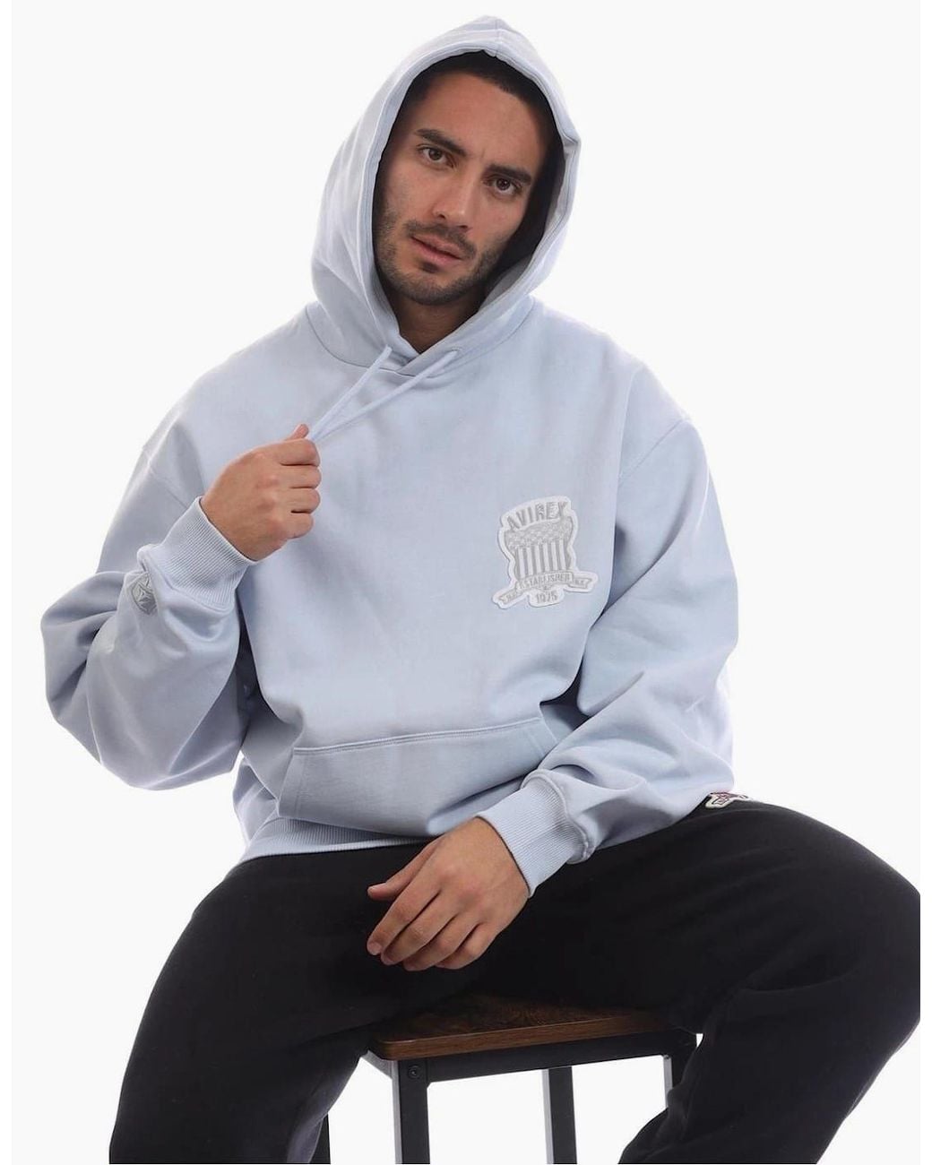 Avirex Blue Jackson Hooded Neck Long Sleeve Sweatshirt for men