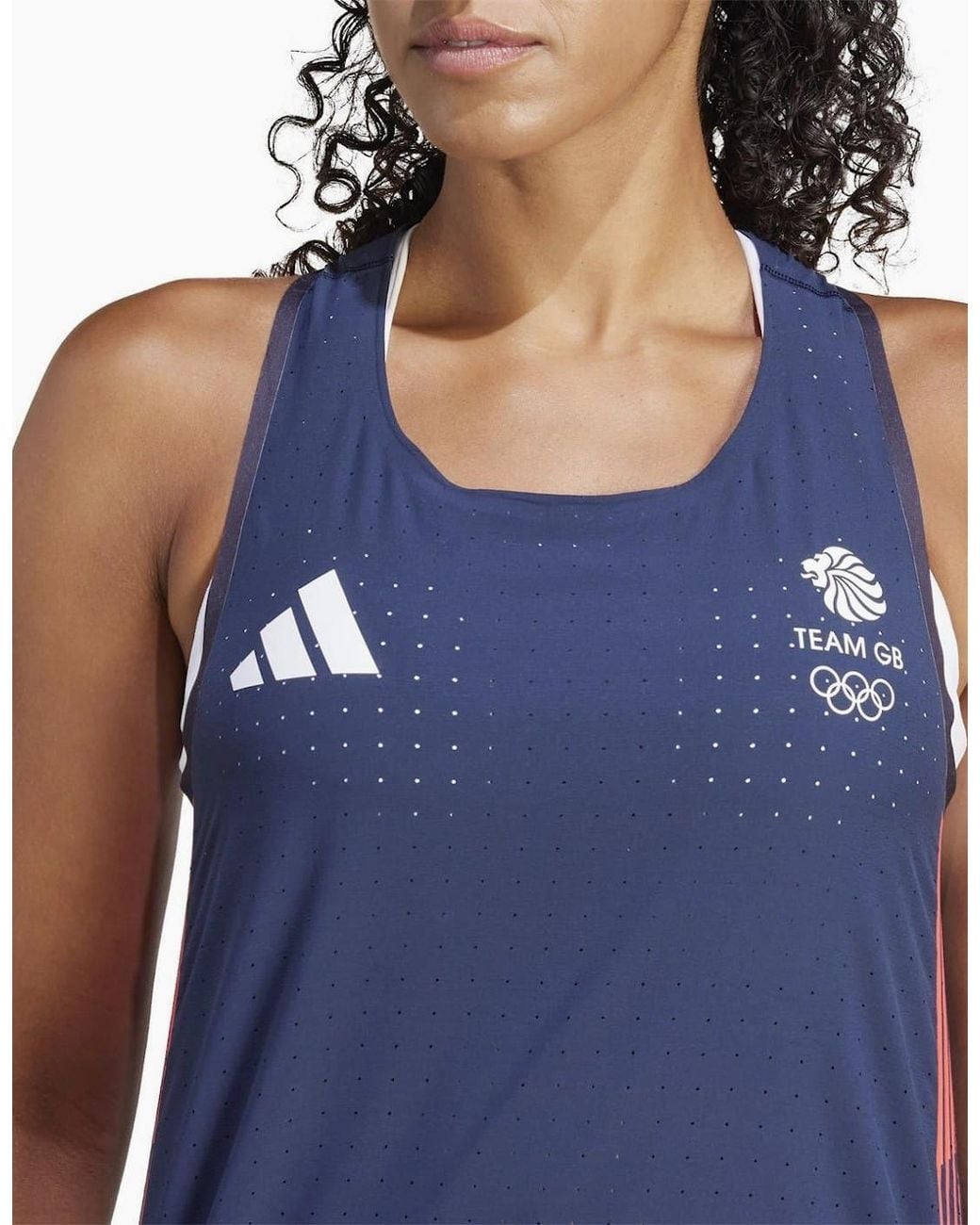 Adidas Blue Team Gb Adizero Running Tank Top