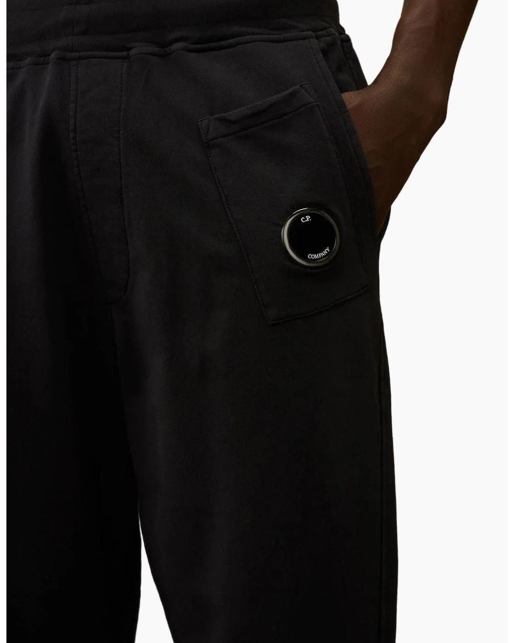 C P Company Black Light Fleece Lens Sweat Pants for men