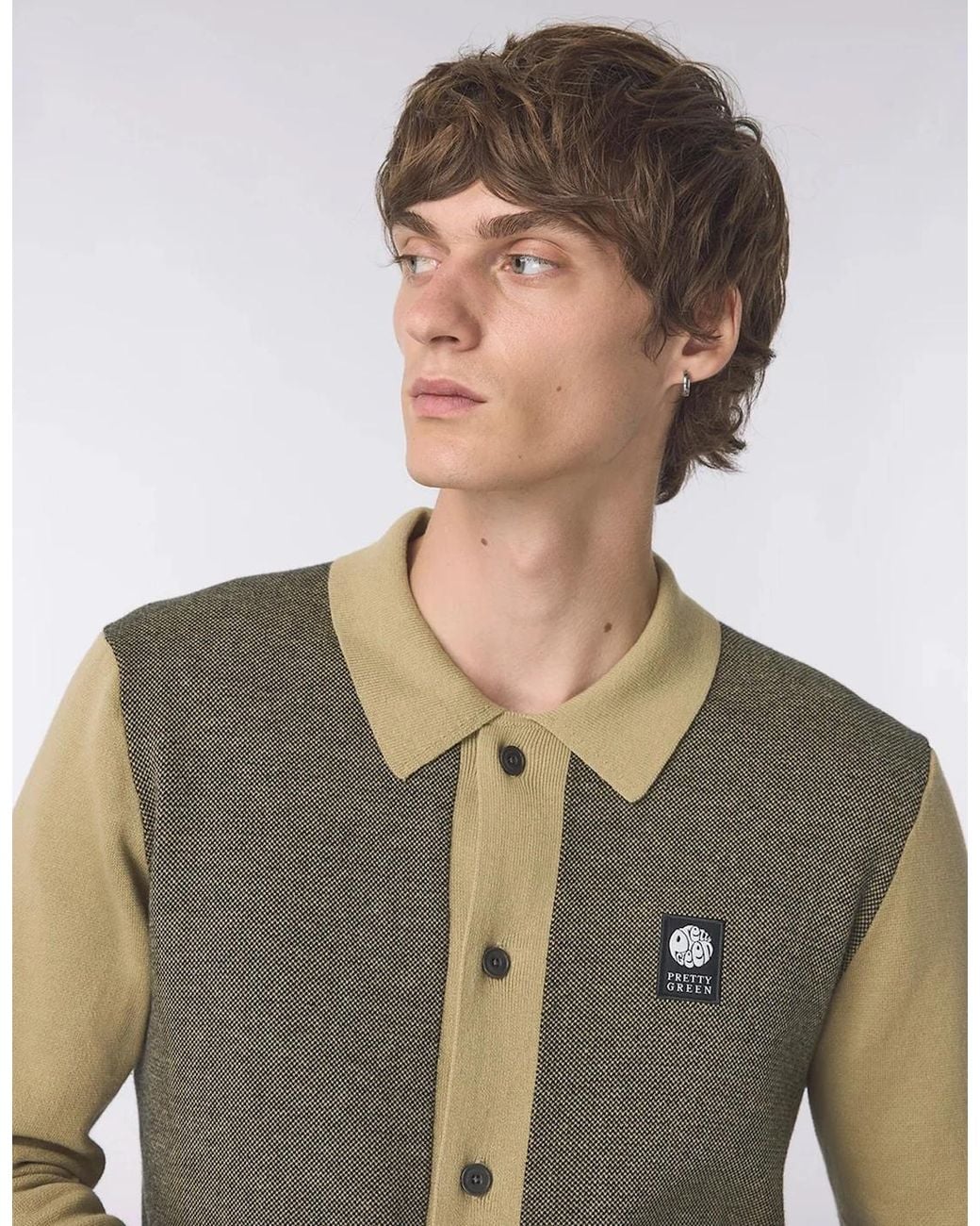 Pretty Green Green Roxy Long Sleeve Knit Shirt Camel for men
