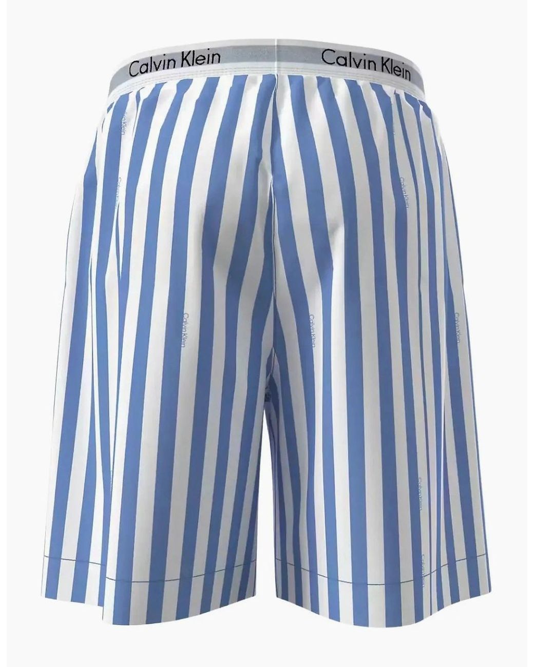Calvin Klein White T-Shirt & Poplin Stripe Shorts Pyjama Set for men