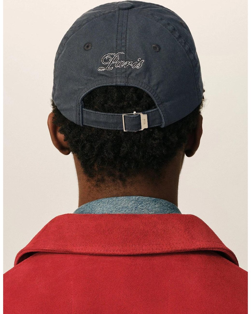 AMI Blue Ami Embroidery Cap Washed for men