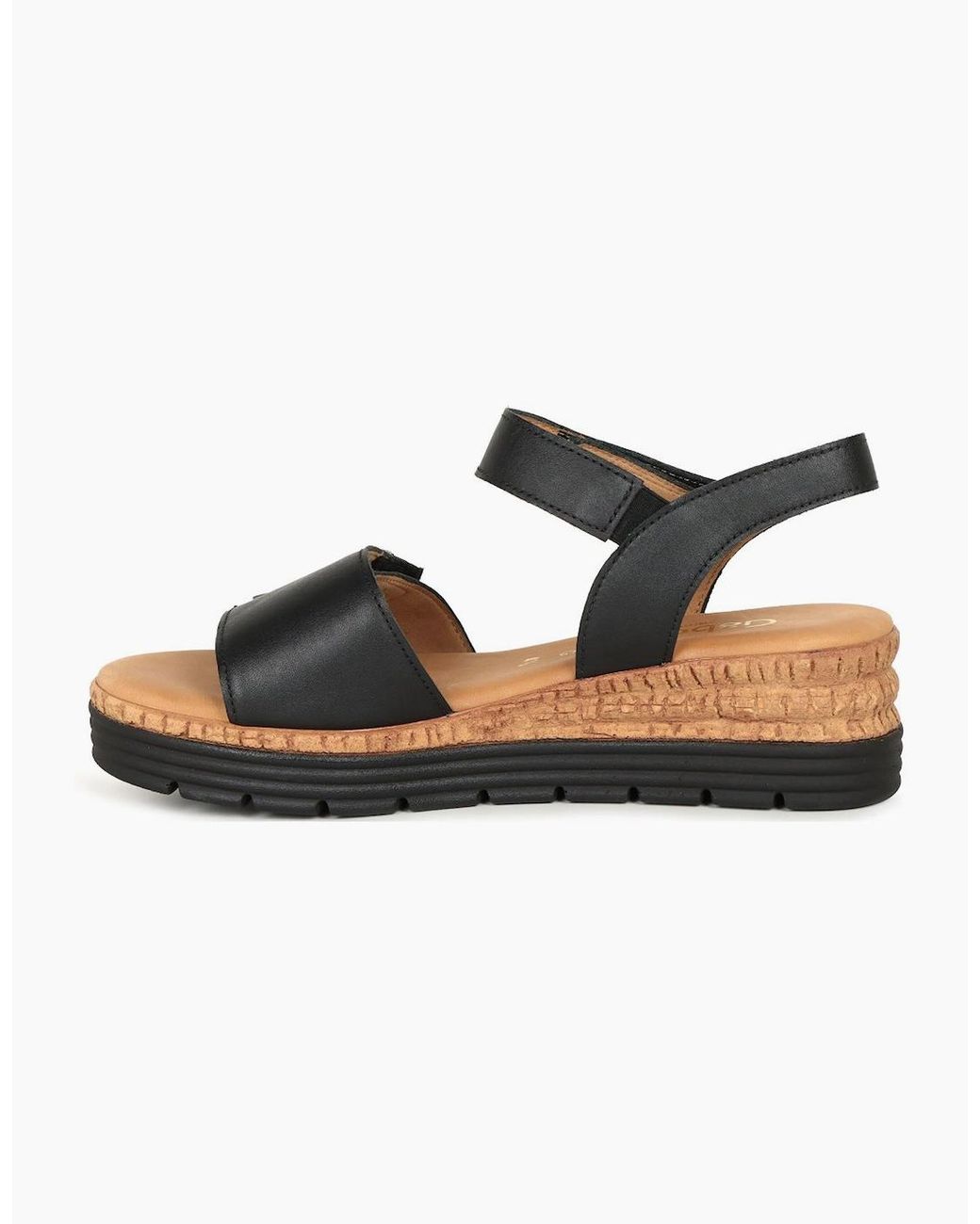 Gabor Black Shout Wedge Heel Sandals