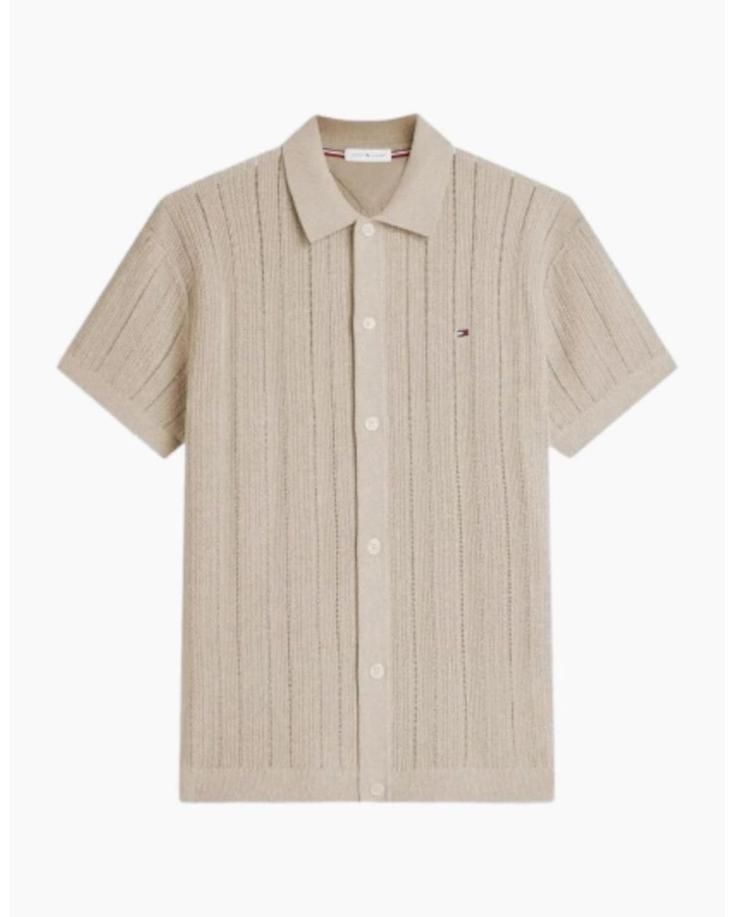Tommy Hilfiger Natural Ss Pointelle Shirt Adk Batique Khaki Heather for men