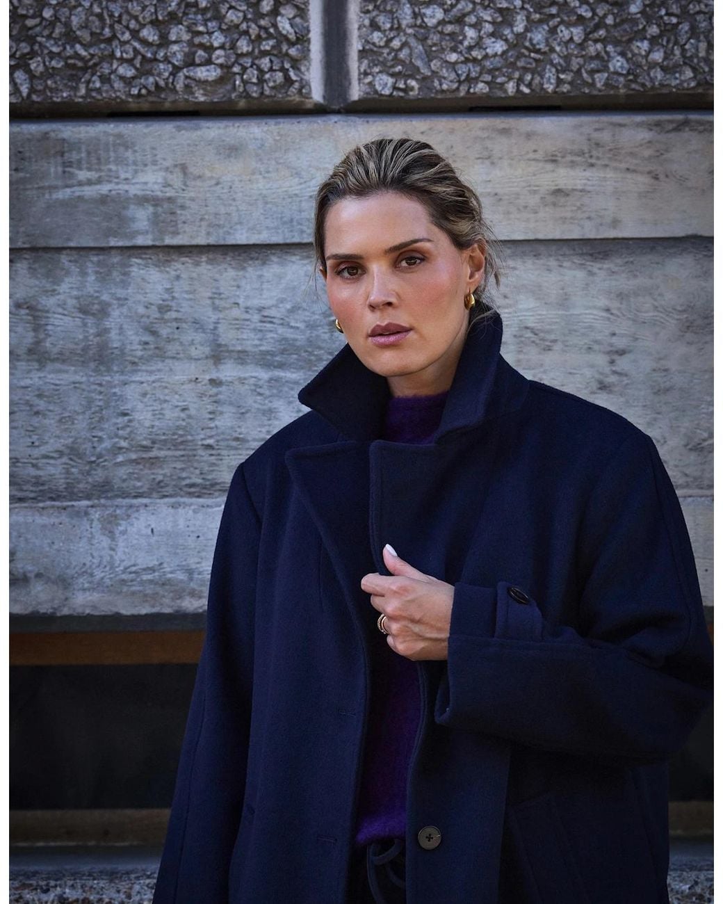 Live Unlimited London Blue Wool Blend Tailored Coat