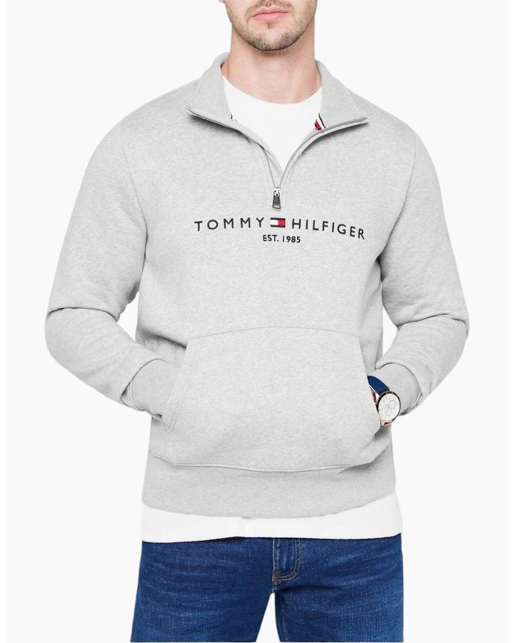 Tommy Hilfiger Gray Sweatshirts Half-Zip Sweats for men