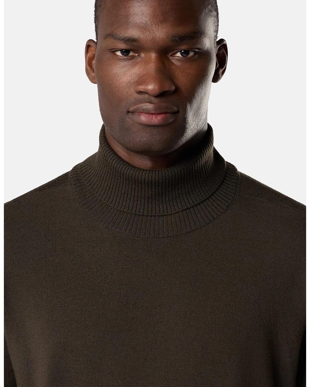 Stone Island Brown Wool 5100025 T-Neck Sweater for men