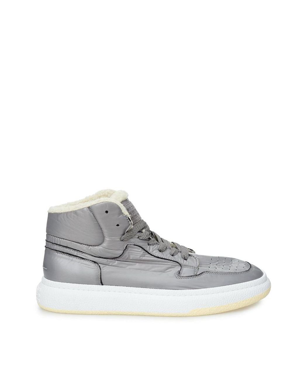 MM6 by Maison Margiela White Grey High-top Fur Sneakers for men