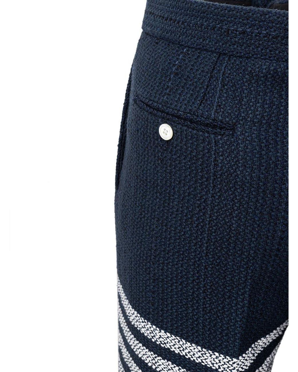 Thom Browne Blue Tweed Trousers for men