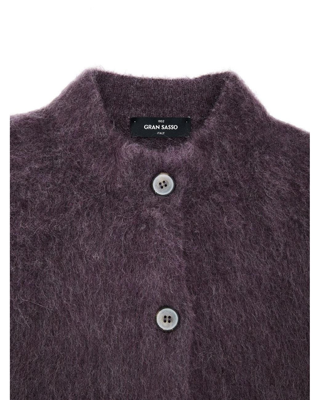 Gran Sasso Purple Cardigan Con Colletto Alla Corena