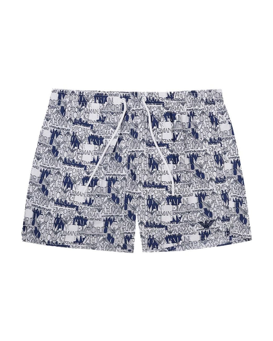 Emporio Armani Blue Costume Boxer With Printing for men