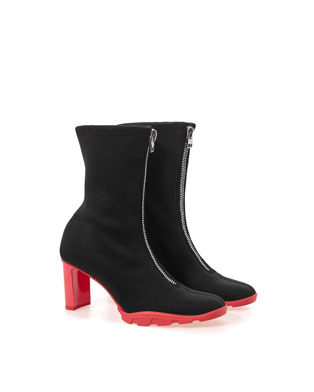 McQueen Black Neoprene Ankle Boots Heel