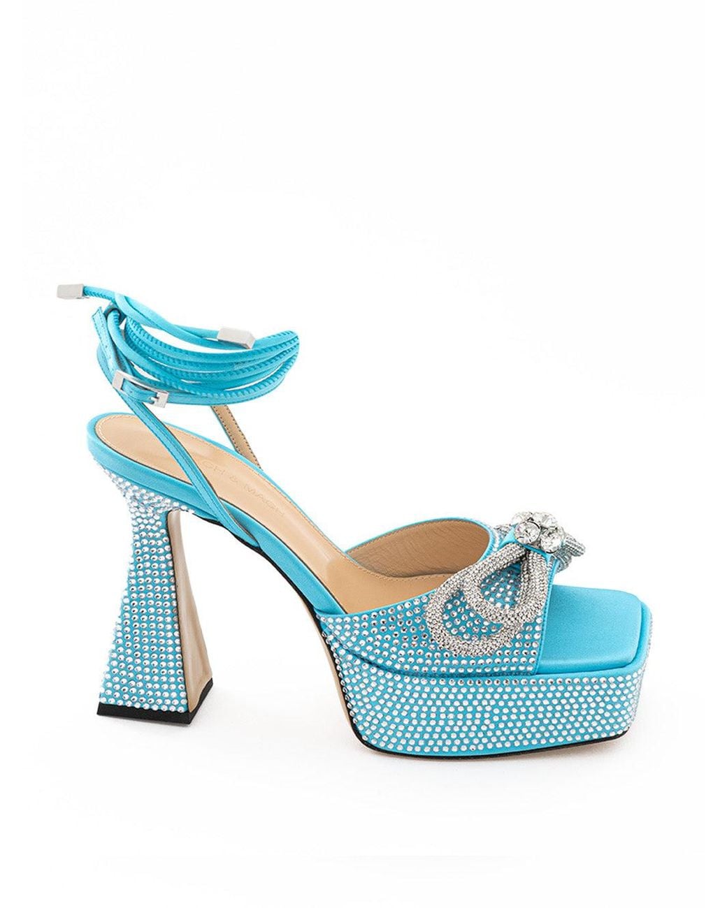 Mach & Mach Blue Elegant Light Crystal Bow Sandals