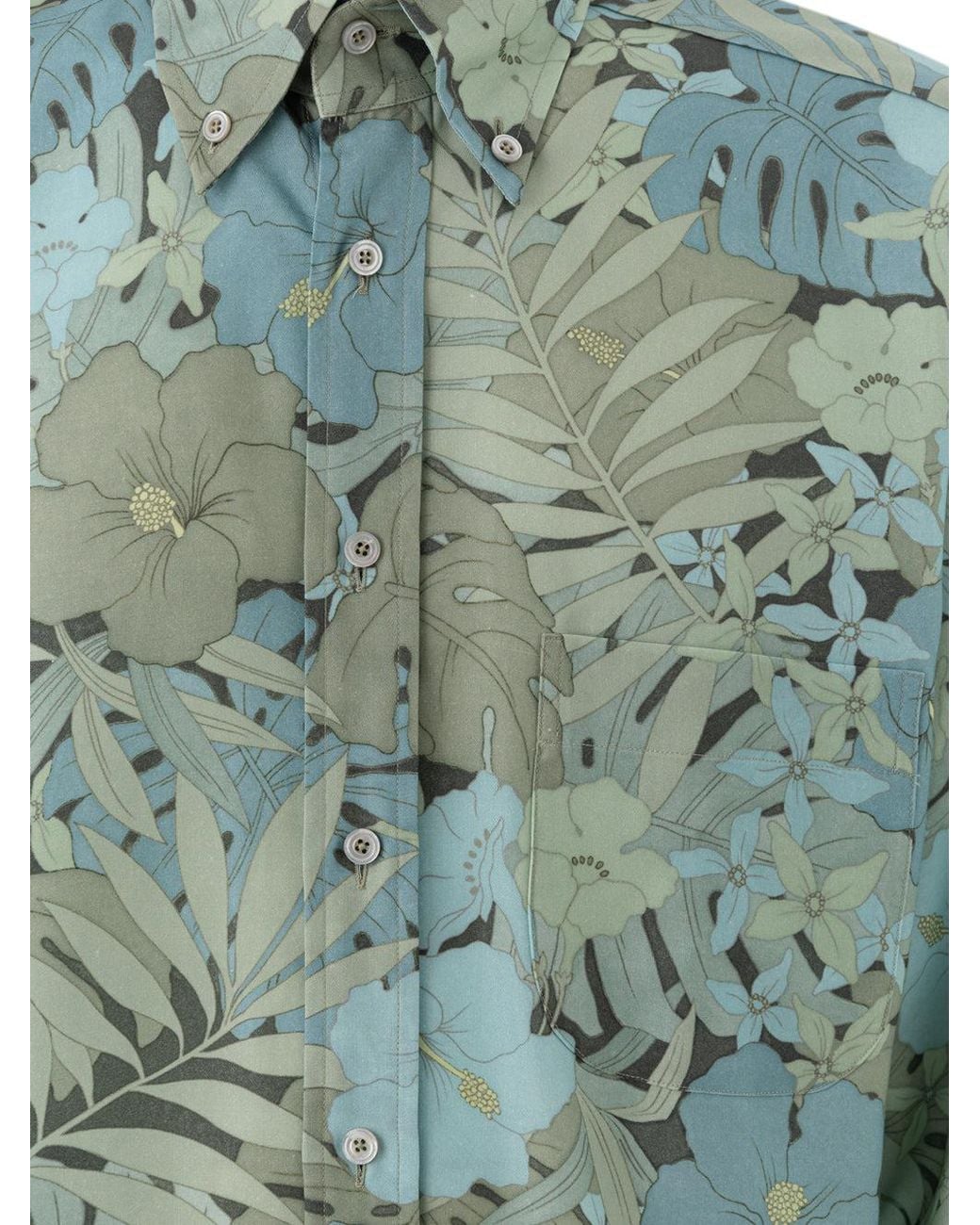Tom Ford Green Floral Print Shirt
