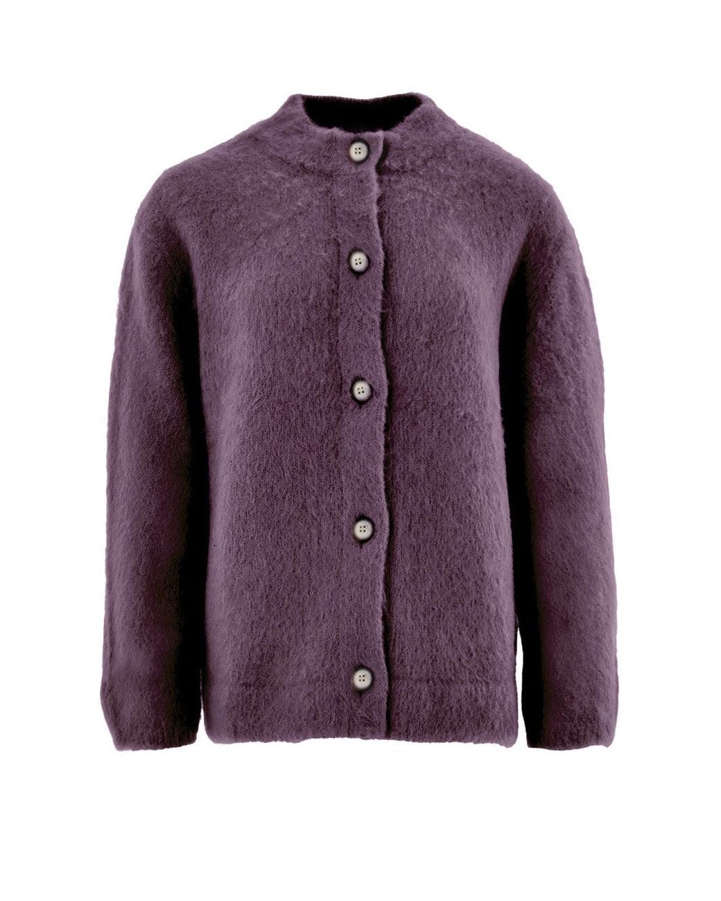 Gran Sasso Purple Cardigan Con Colletto Alla Corena
