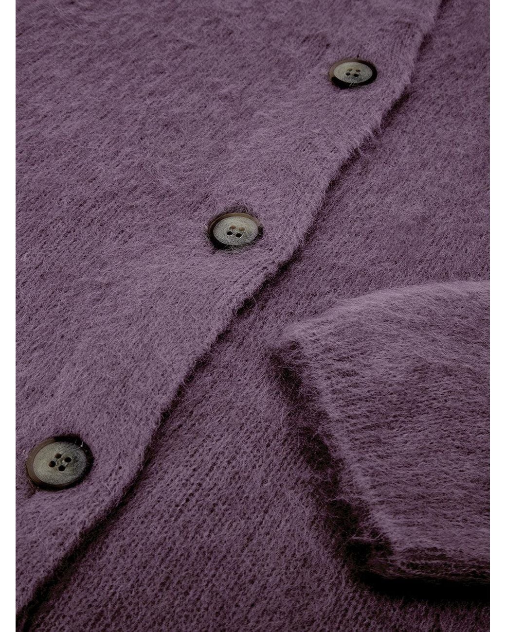 Gran Sasso Purple Cardigan Con Colletto Alla Corena