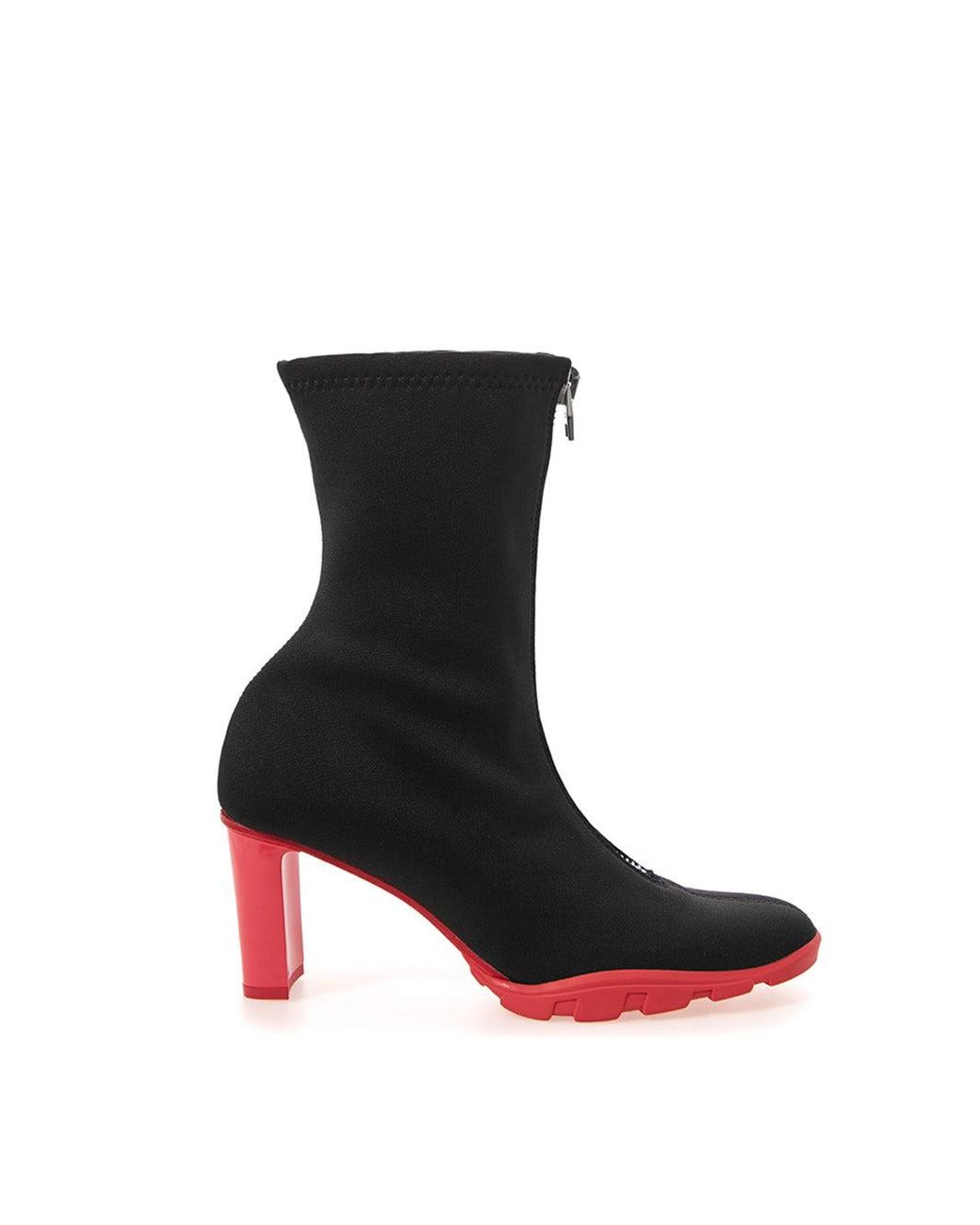 McQueen Black Neoprene Ankle Boots Heel