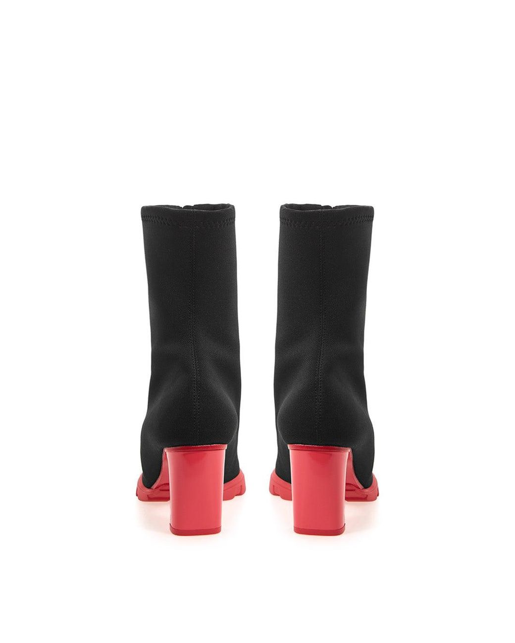 McQueen Black Neoprene Ankle Boots Heel