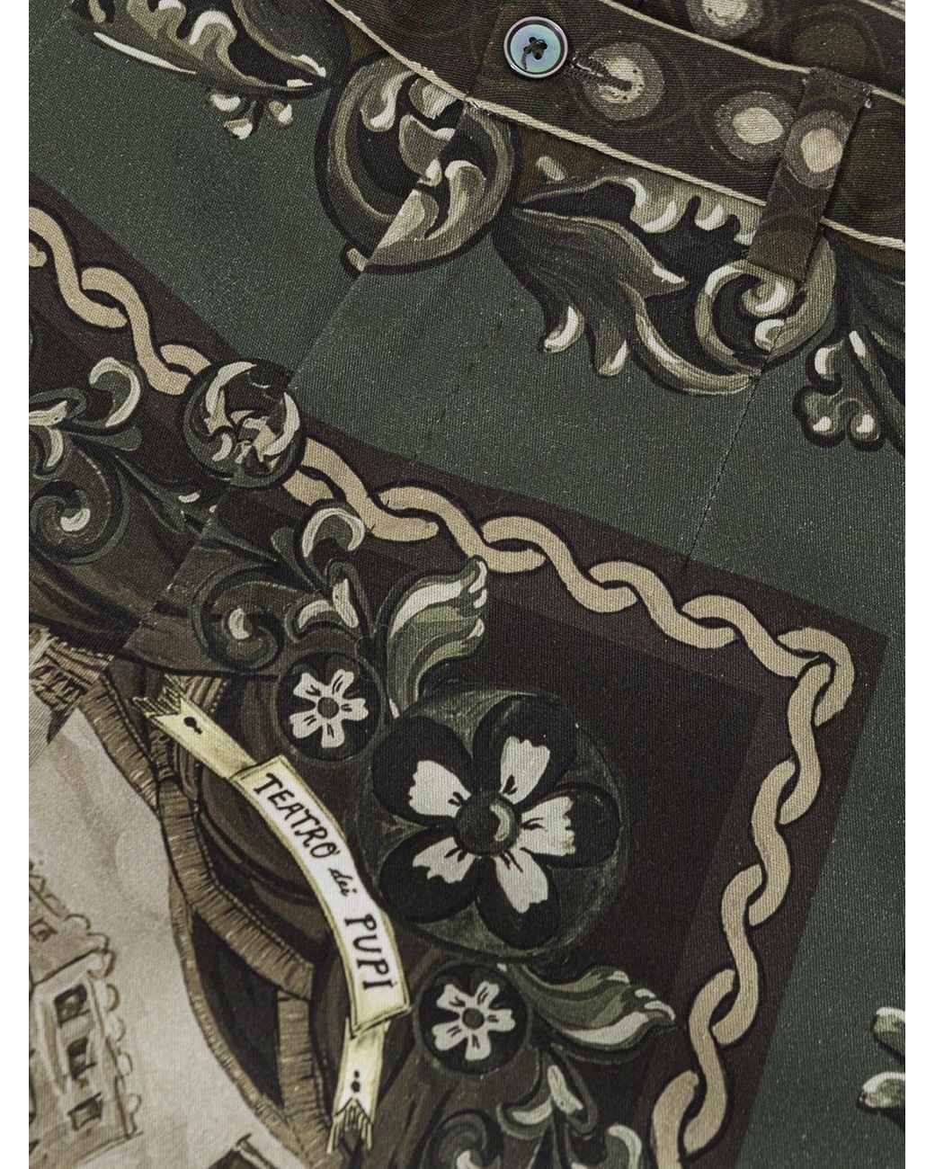 Dolce & Gabbana Gray Straight Leg Printed Cotton Trousers