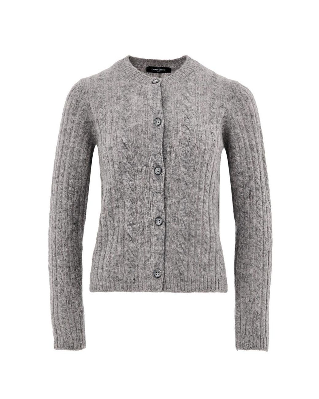 Gran Sasso Gray Cardigan Con Lavorazione Trecce
