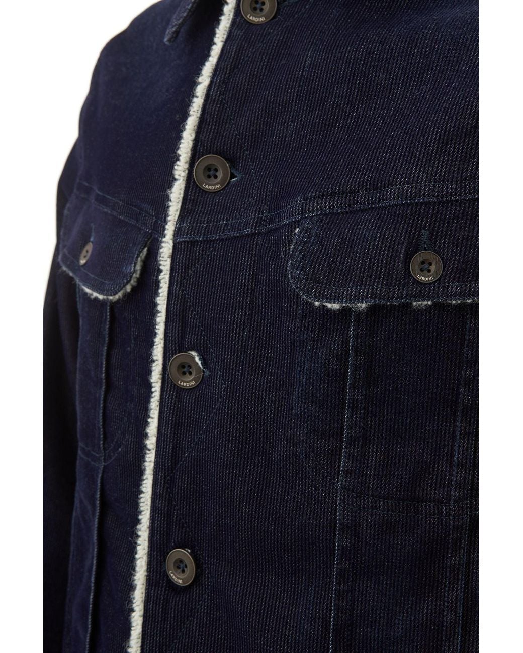 Lardini Blue Corduroy Jacket With Inner Eco Fur for men