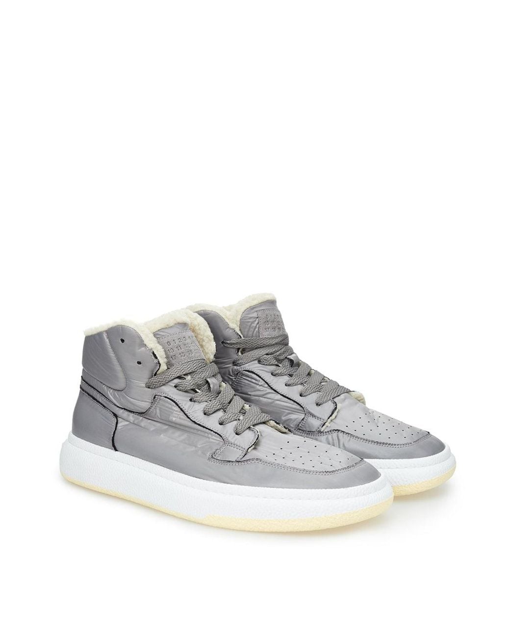 MM6 by Maison Margiela White Grey High-top Fur Sneakers for men