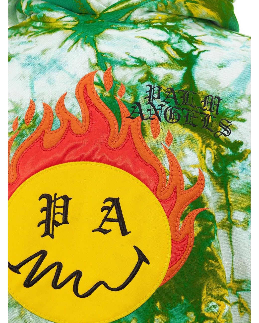 Palm Angels Green Tye And Dye Hoodie for men