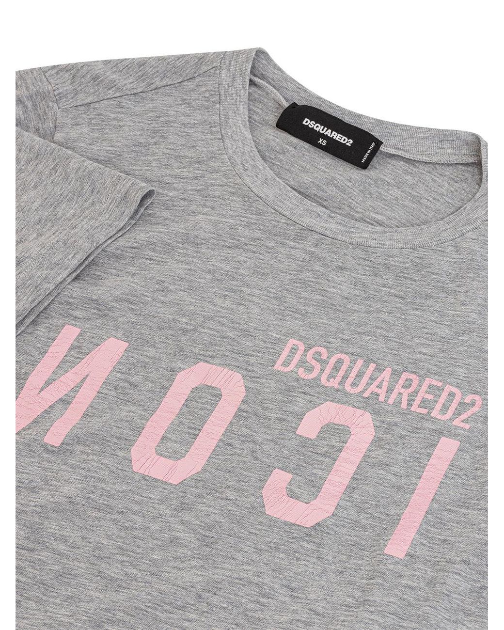 DSquared² Gray Mélange T-Shirt With Icon Logo