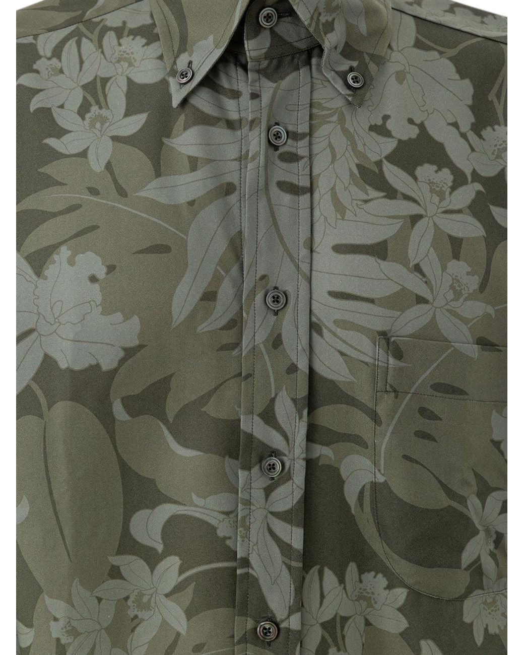 Tom Ford Green Floral Print Shirt