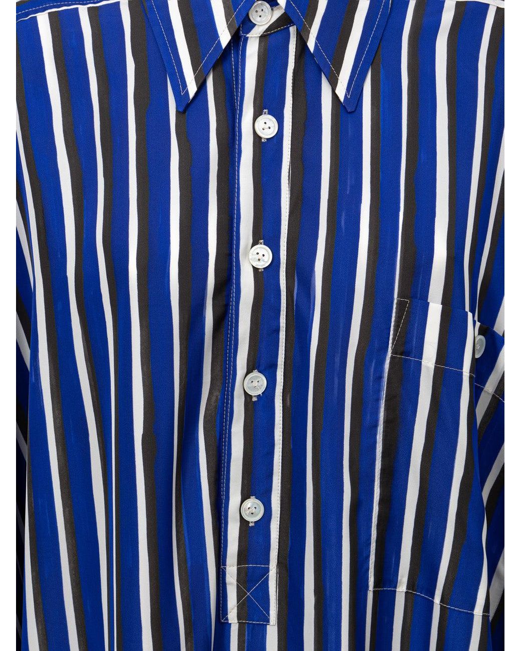 Bottega Veneta Blue Abito Camicia Kaftano A Righe