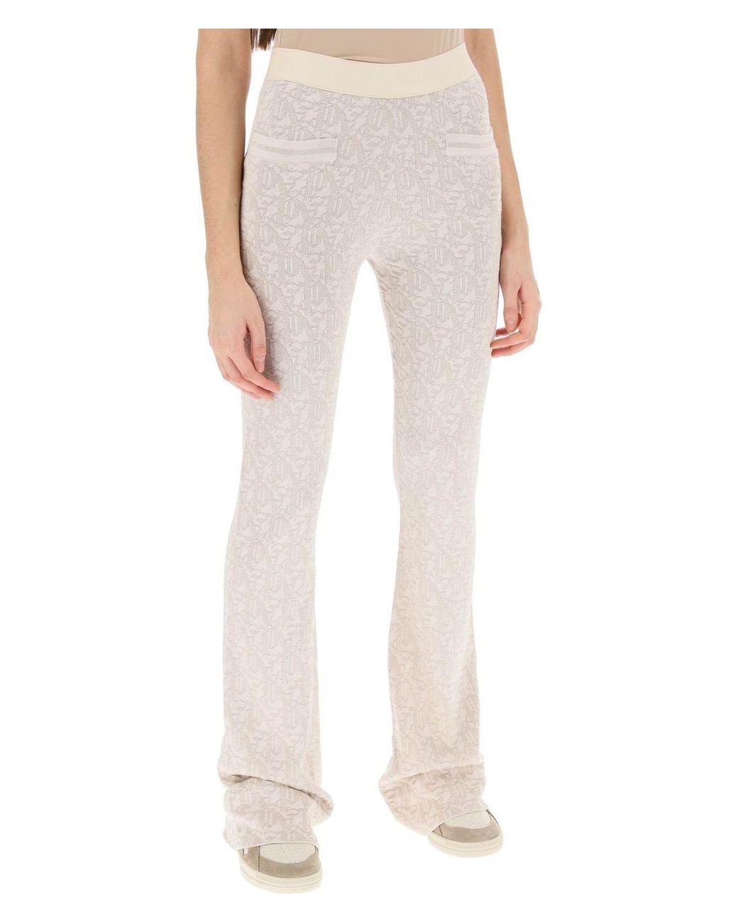パンツ PALM ANGELS MONOGRAM JACQUARD KNIT TROUSERS Palm Angels Monogram Jacquard Knit Trousers in White | Lyst