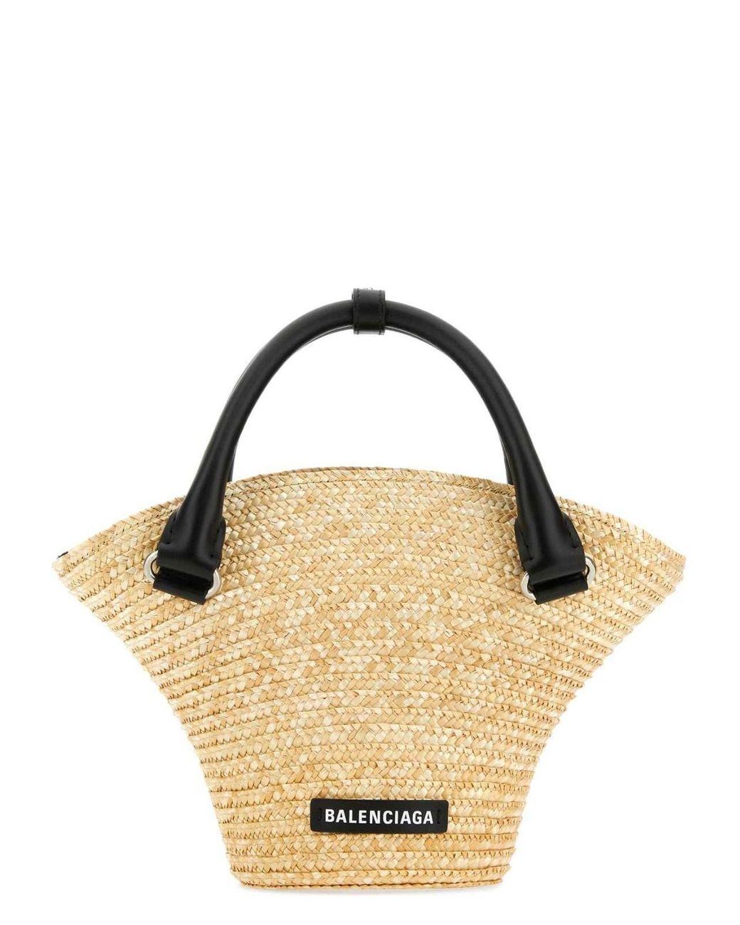 ハンドバッグ Balenciaga Straw Mini Beach Handbag Balenciaga Straw Mini Beach Handbag in Metallic | Lyst UK