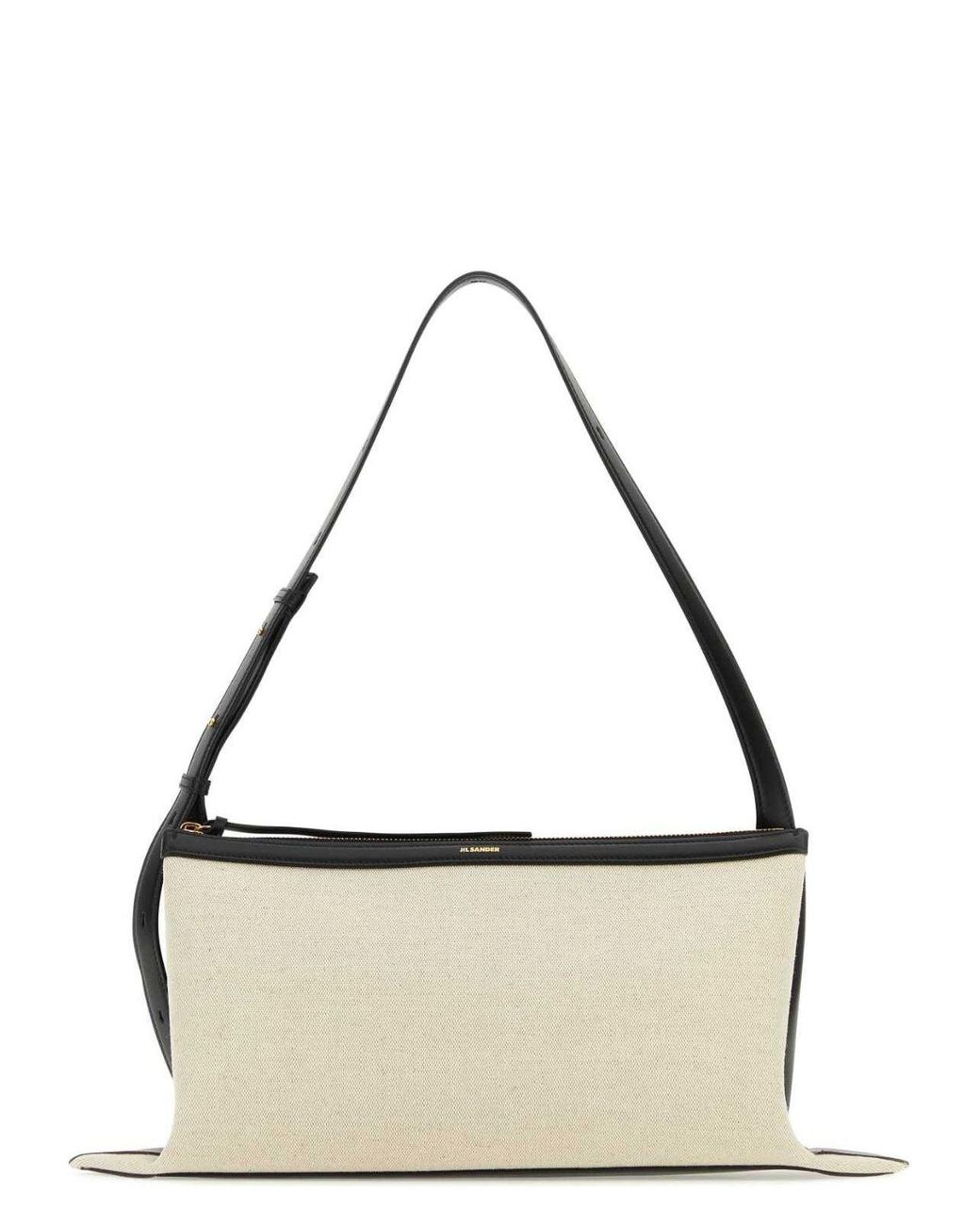バッグ Jil Sander canvas leather shoulder bag Jil Sander Two-Tone Canvas And Leather Medium Empire