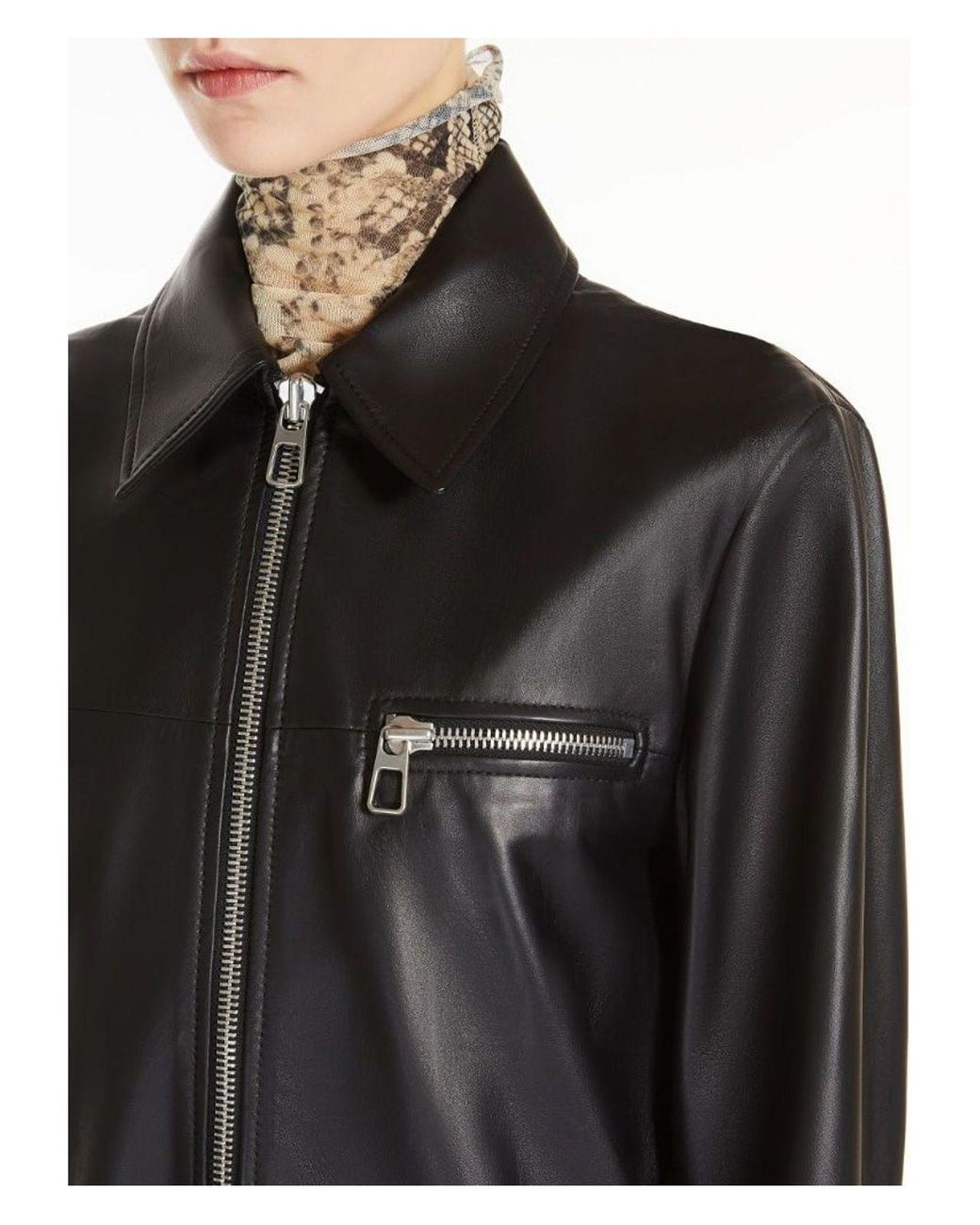 DT MaxMara ★ レザー ジャケット GEL ブラック max-mara-Black-Gel-Leather-