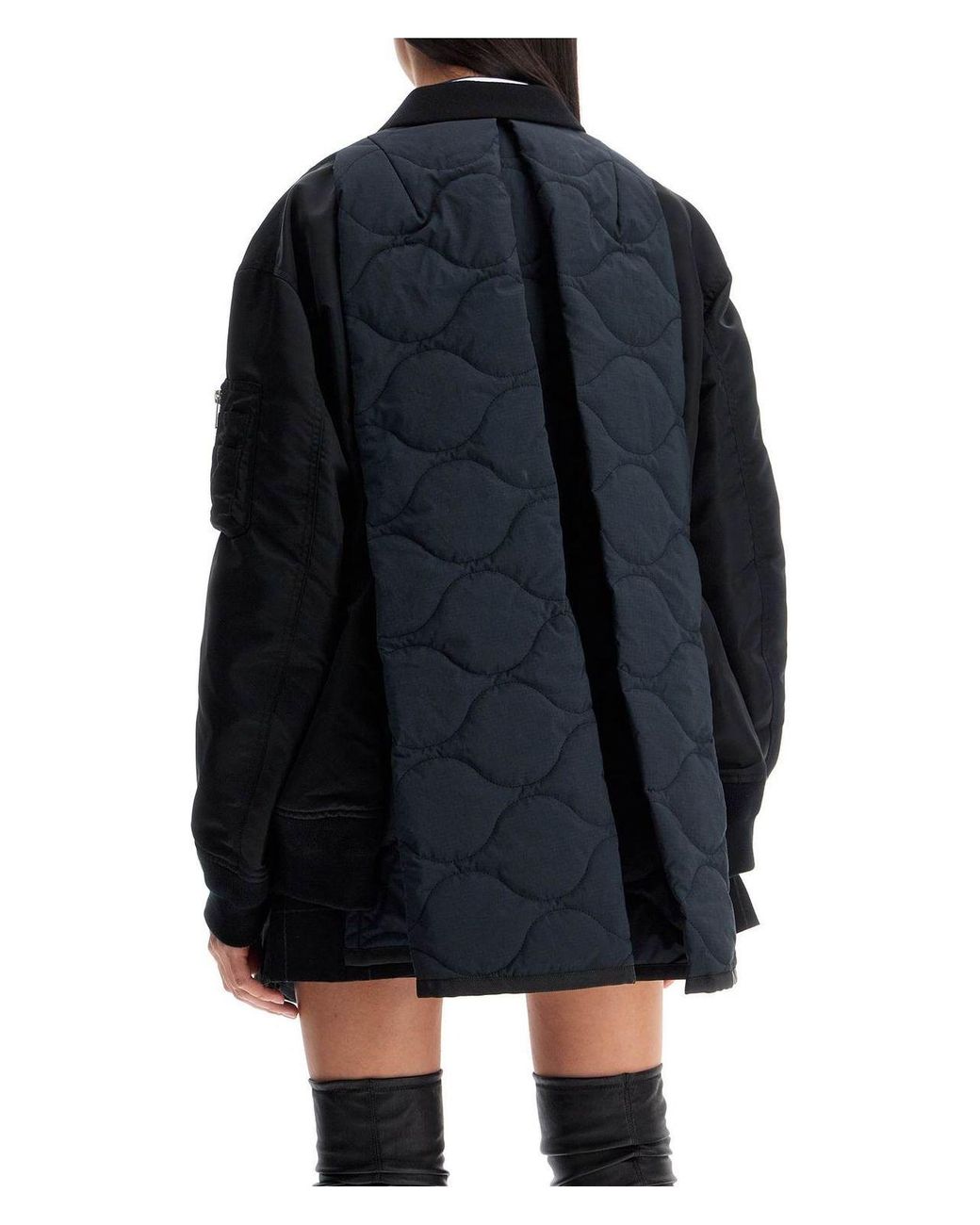 【関税&送料込】Sacai Wool Melton X Nylon Twill Quilted Coat Sacai Wool Melton X Nylon Twill Quilted Coat in Black | Lyst