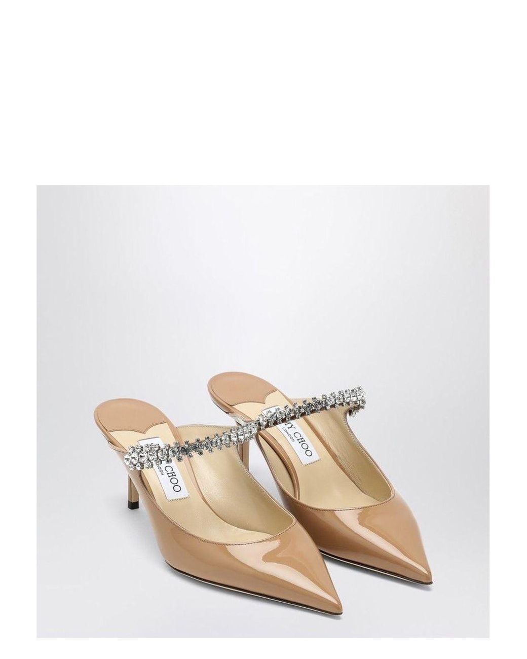 Jimmy Choo Bing 65 Biscuit Colour Sabot With Rhinestones