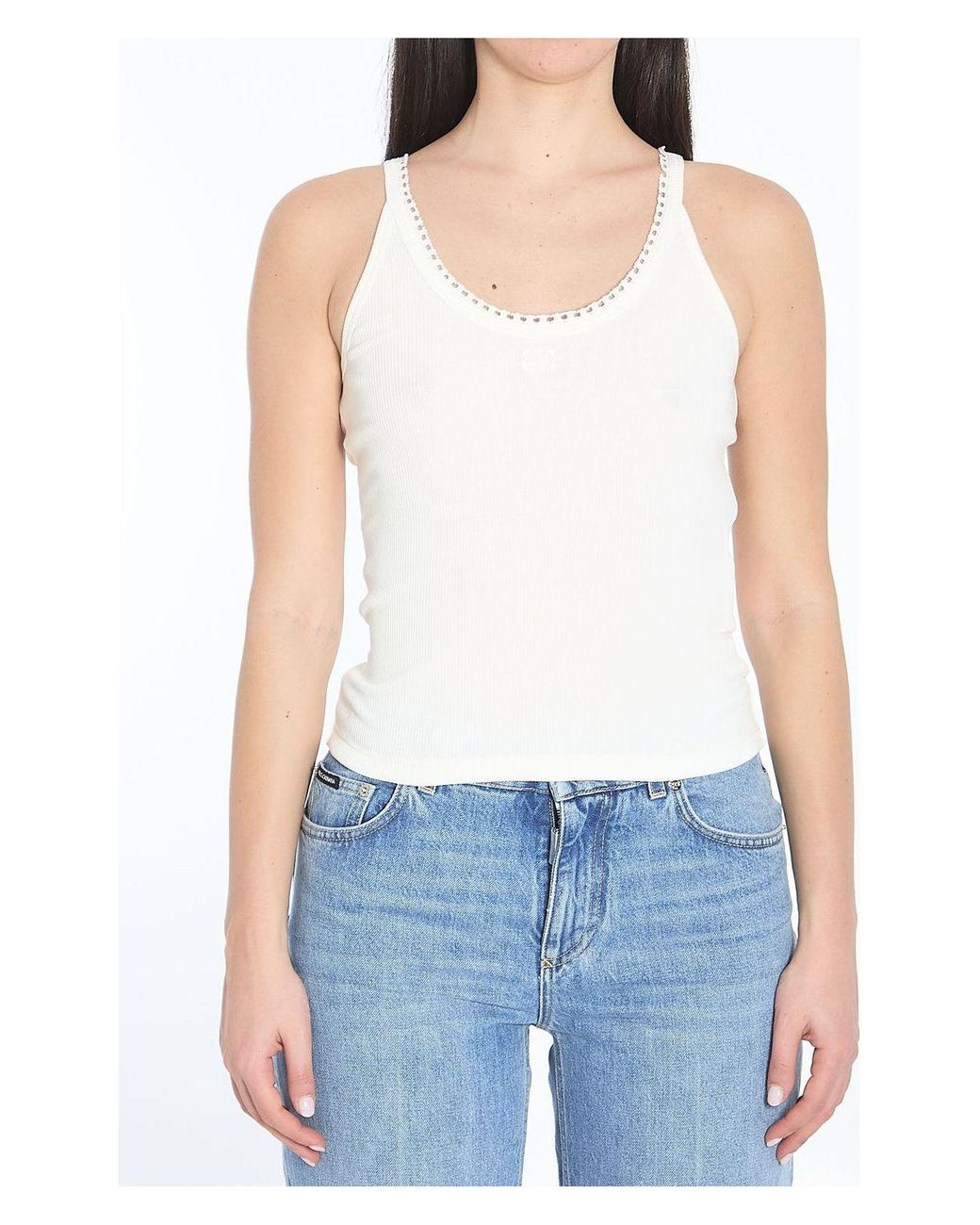トップス Vintage celine tank top Celine Vintage 2K Women's Cotton Sleeveless Ribbed Knit Tank