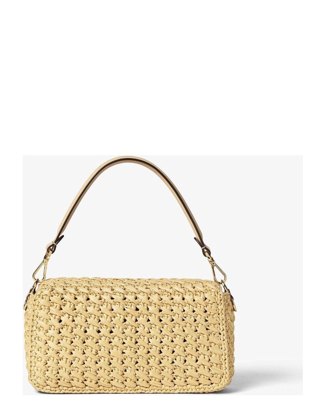 【FENDI】BAGUETTE BAG IN CROCHET VISCOSE FIBER Fendi Viscose Fibre Crochet Medium Baguette Bag in Natural
