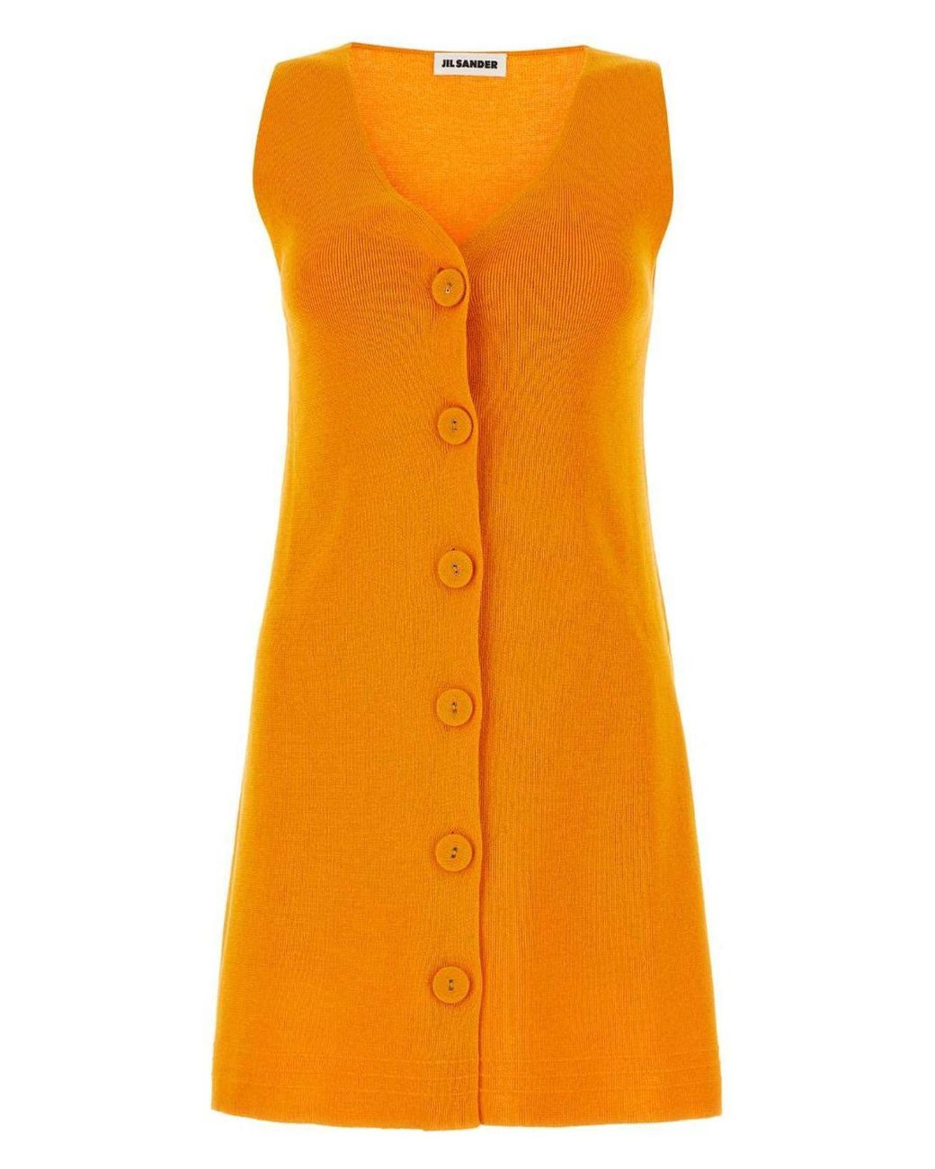 ワンピース JIL SANDER ORANGE COTTON BLEND DRESS Jil Sander Cotton Blend Dress in Orange | Lyst