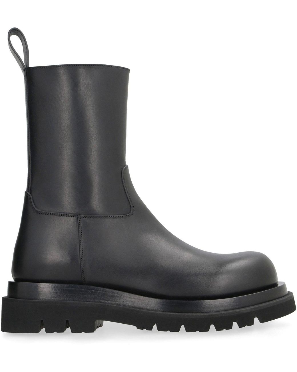 Bottega Veneta Lug Leather Ankle Boots in Black for Men | Lyst