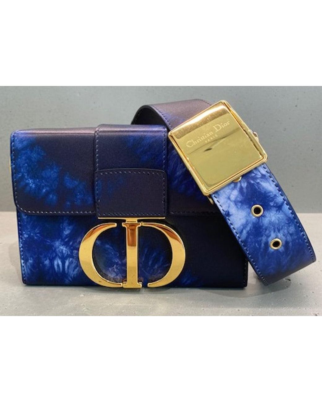 CHRISTIAN DIOR Oblique 30 Montaigne Box Bag Blue 1182909