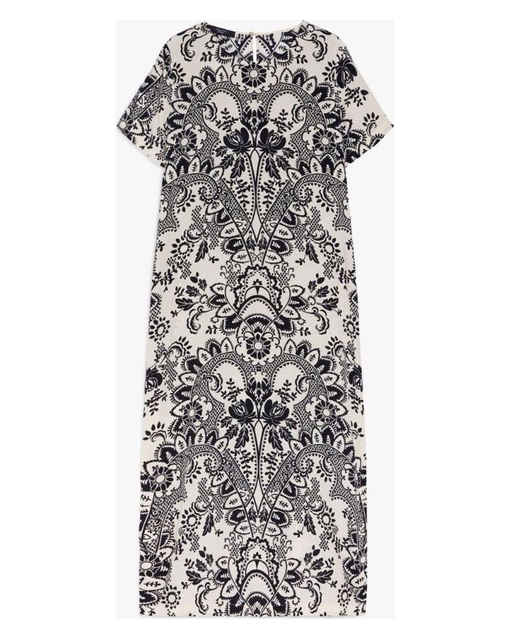 【送料&関税込】Weekend Max Mara Black And White Vela Dress Weekend by Maxmara Vela Dress in Natural | Lyst