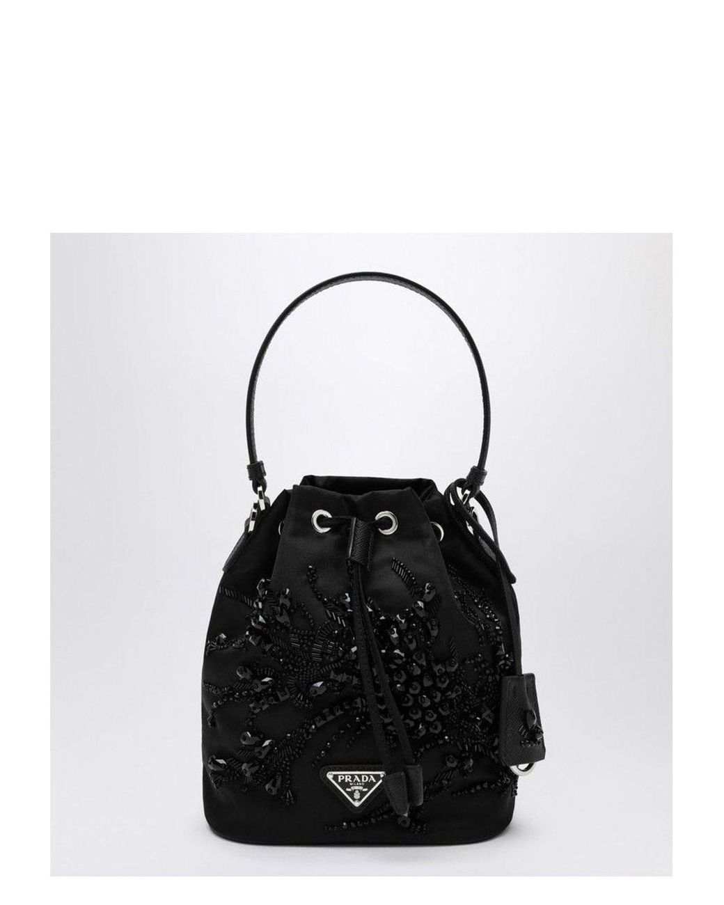ショルダーバッグ・ポシェット PRADA MINI BAG IN RE-NYLON WITH EMBROIDERY Prada Re-Nylon Mini Bag With Embroidery in Black | Lyst