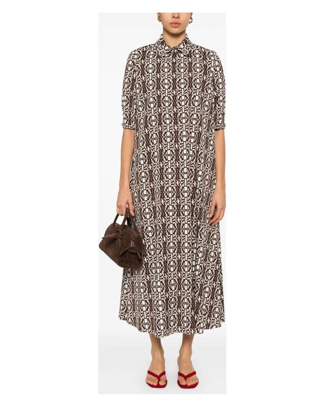 Max Mara Luxgi Printed Dress in Gray | Lyst