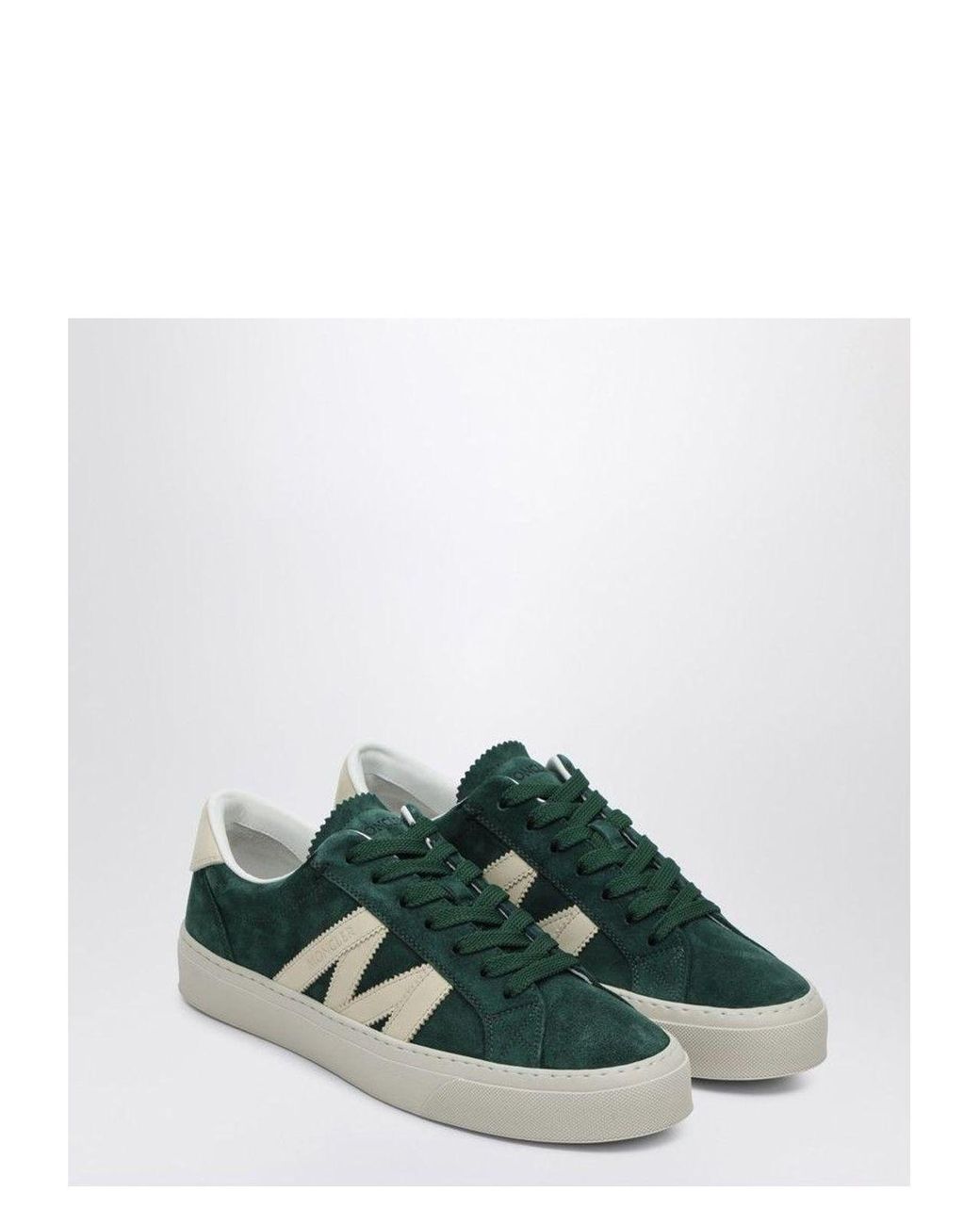 Moncler Suede Leather Monaco2 Trainer Sneaker in White for