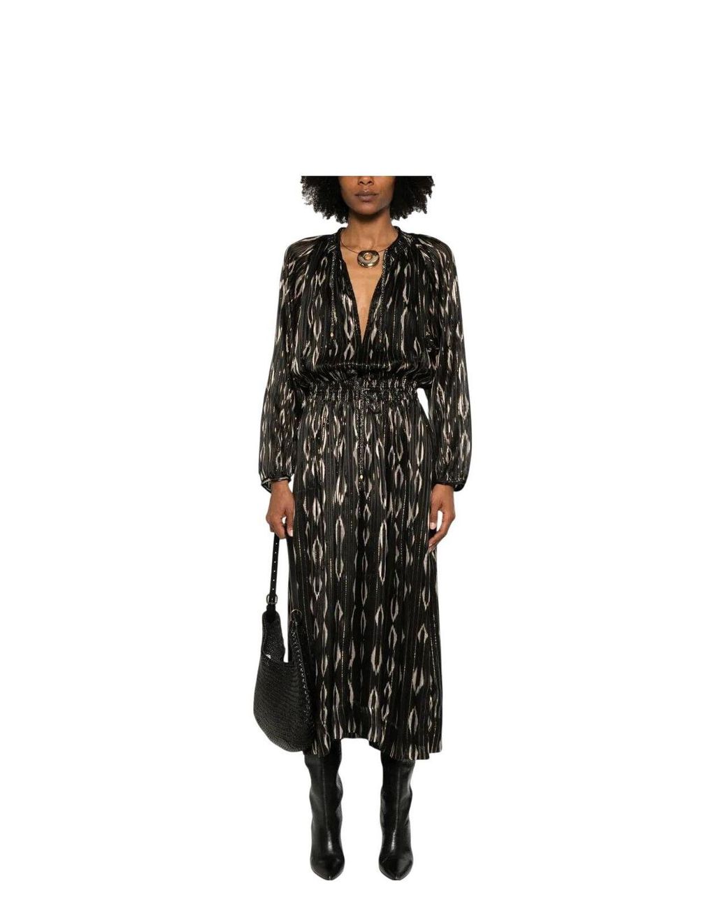 オールインワン・サロペット Isabel Marant Sana' Black Silk Dress Isabel Marant Ml Sana Dress With Golden Stripes in Black | Lyst