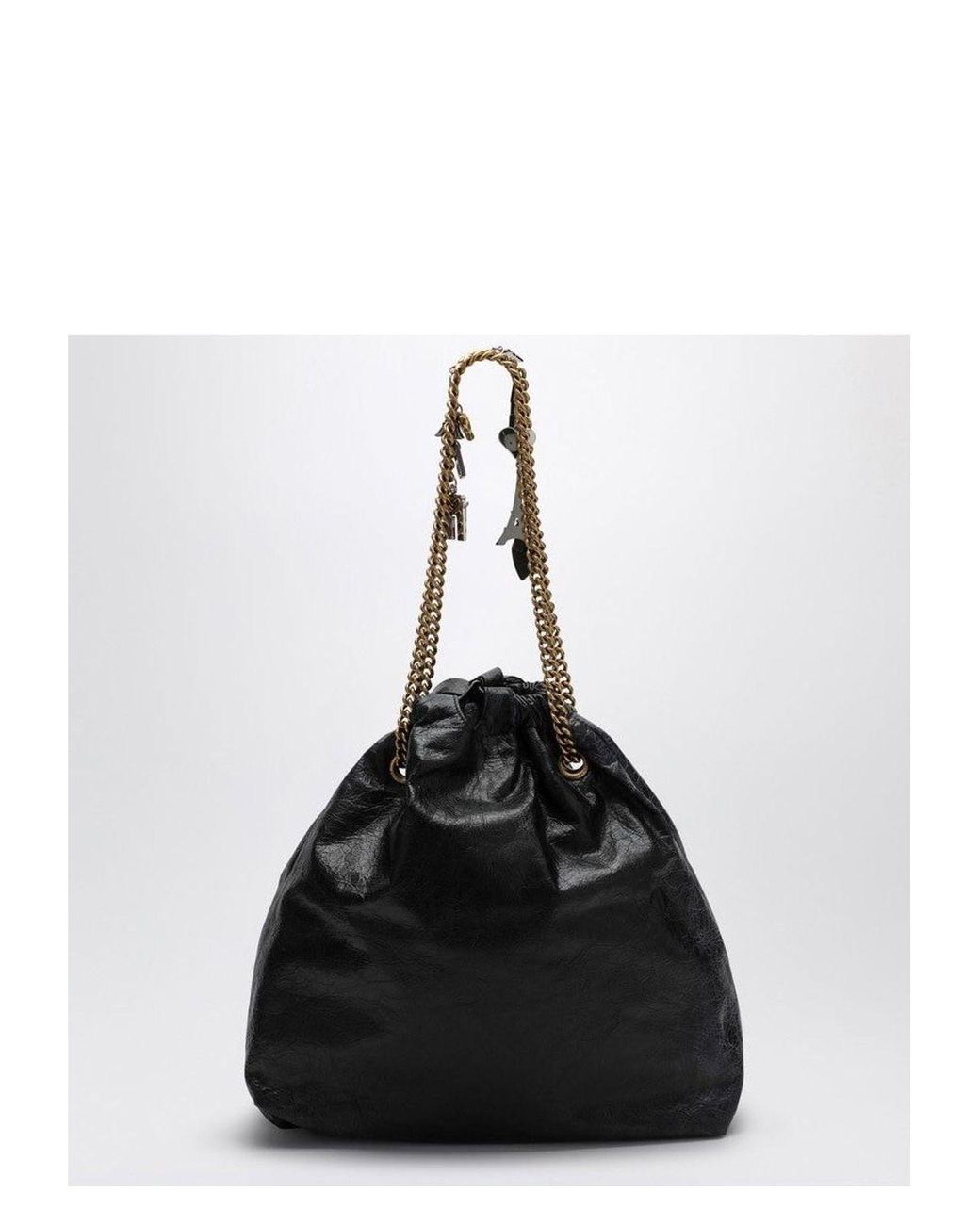 トートバッグ BALENCIAGA CRUSH MEDIA BLACK LEATHER TOTE BAG Balenciaga Crush Media Leather Tote Bag in Black | Lyst