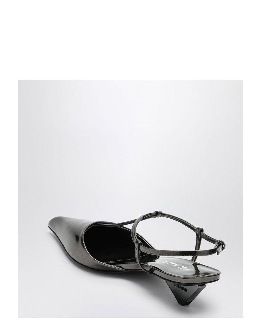 Prada Anthracite Patent Leather Slingback Pumps in White | Lyst