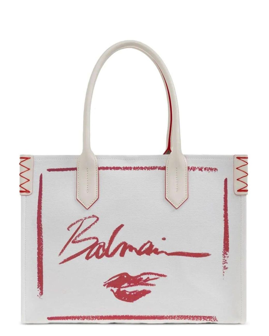 【Balmain】B-ARMY SHOPPER 36-LIPSTICK CANVAS◆EN0FF993TLIC Balmain B-Army Shopper 36-Lipstick Canvas in White | Lyst