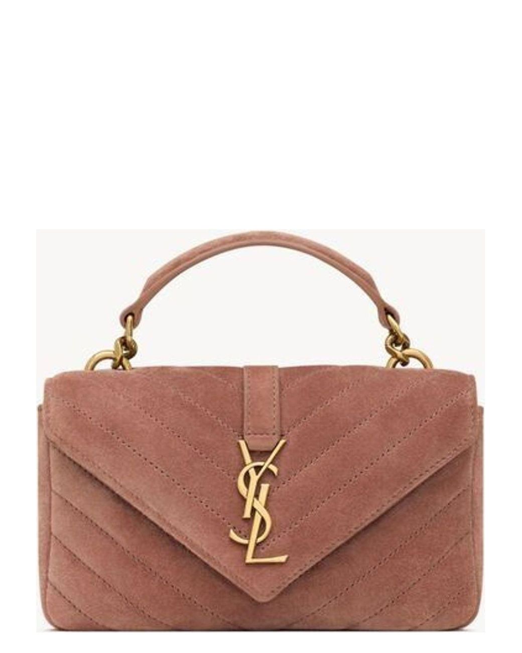 【Saint Laurent】YSL C.WALL MONO SUEDE SATIN CA◆7794301U827 Saint Laurent Ysl C.Wall Mono Suede Satin Ca in Natural | Lyst